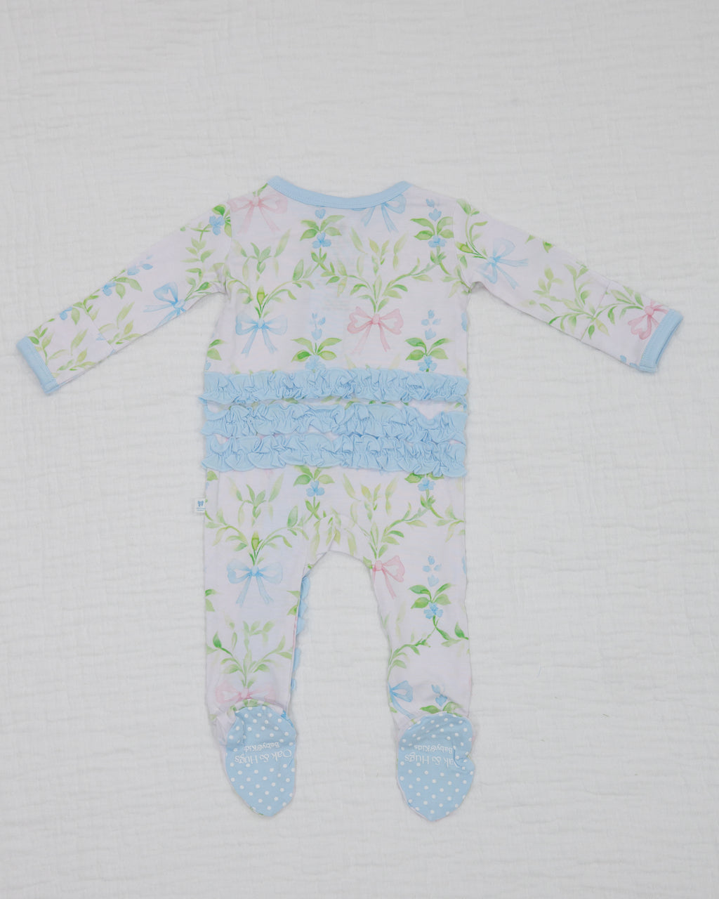 Garden Bows Girls Baby Footie Pajama with Ruffle