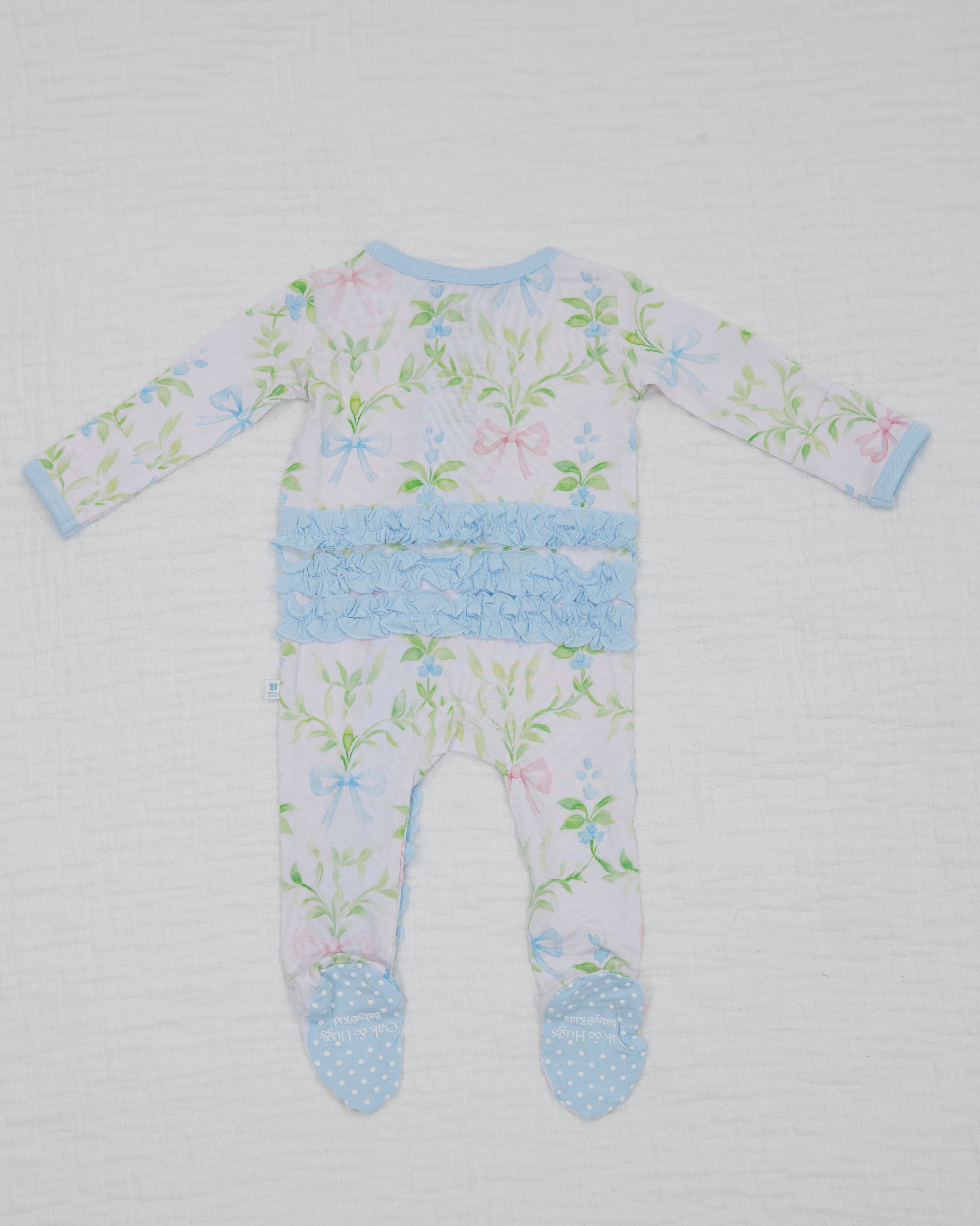 Garden Bows Girls Baby Footie Pajama with Ruffle