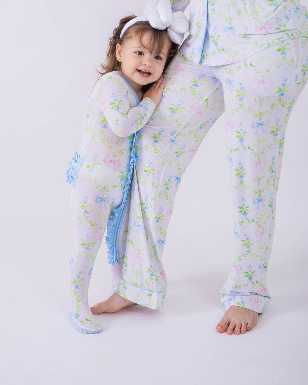 Garden Bows Girls Baby Footie Pajama with Ruffle