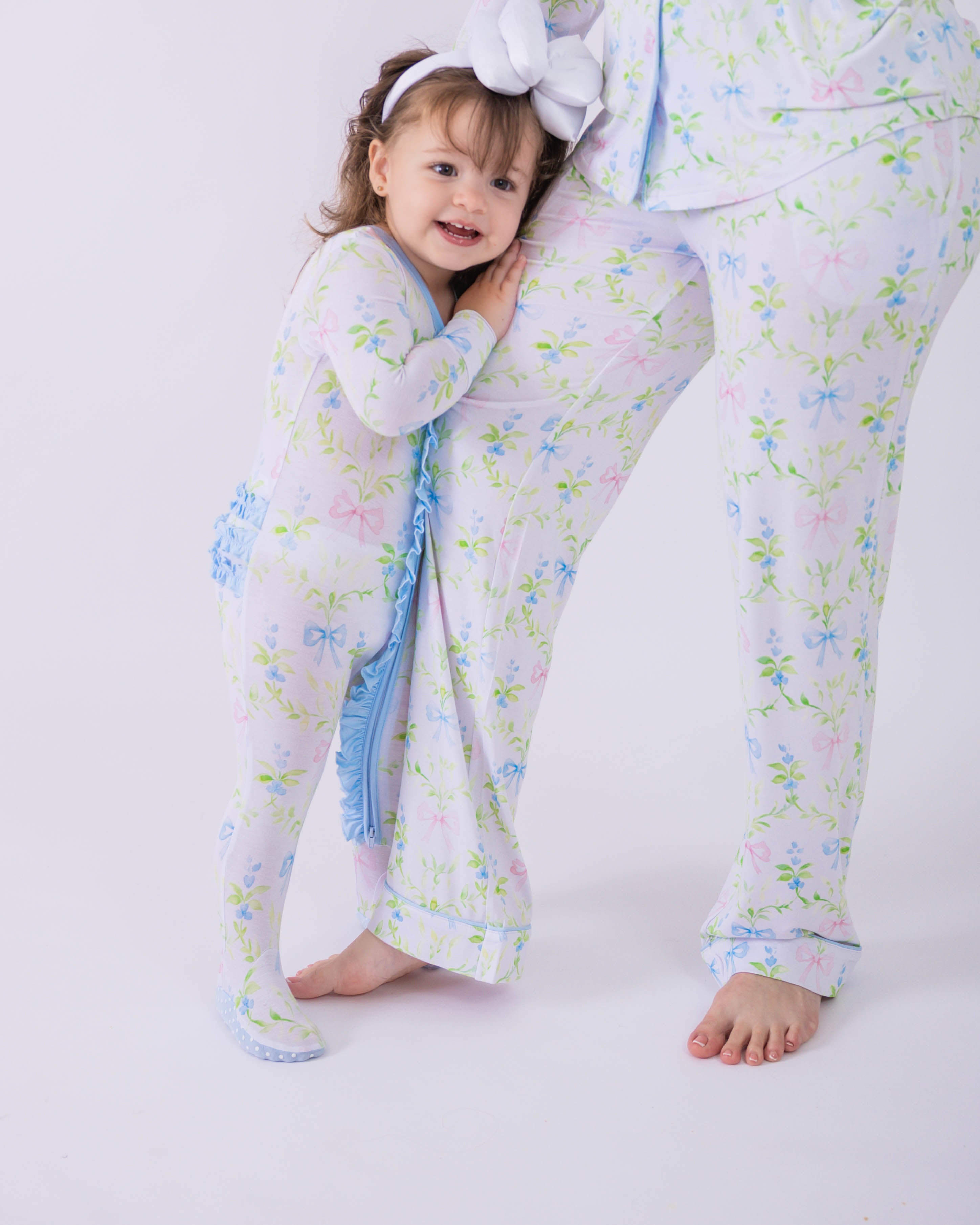 Garden Bows Girls Baby Footie Pajama with Ruffle